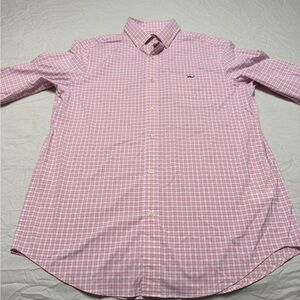Vineyard Vines Pink and White Check Dress Shirt